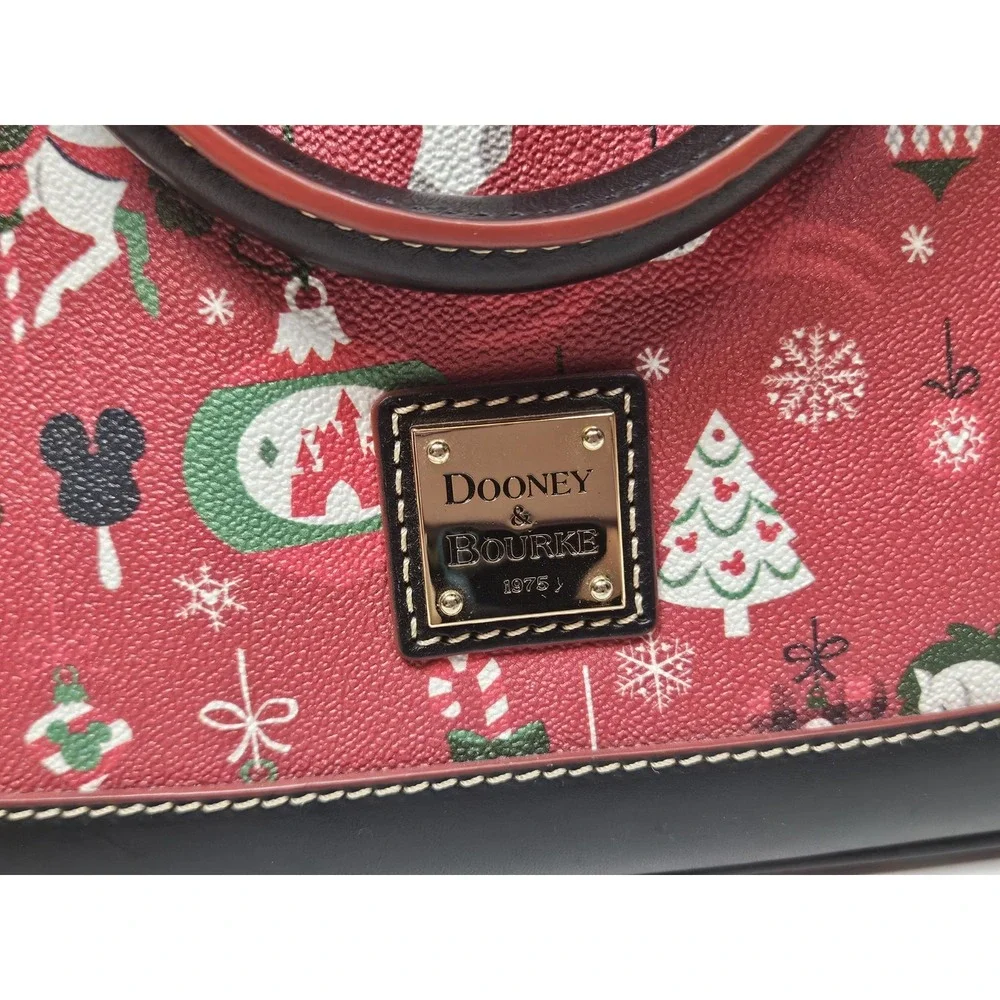 Dooney & Bourke Disney Farmhouse Holiday Satchel Top Handle Bag Christmas Red